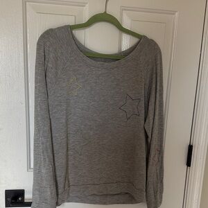 Lauren Moshi Gray Star embroidered Sweatshirt